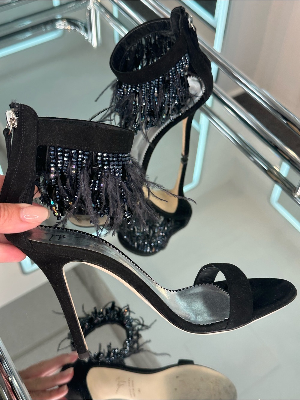 Giuseppe Zanotti Beau Feather Fringe Sandal - Picture 8 of 12